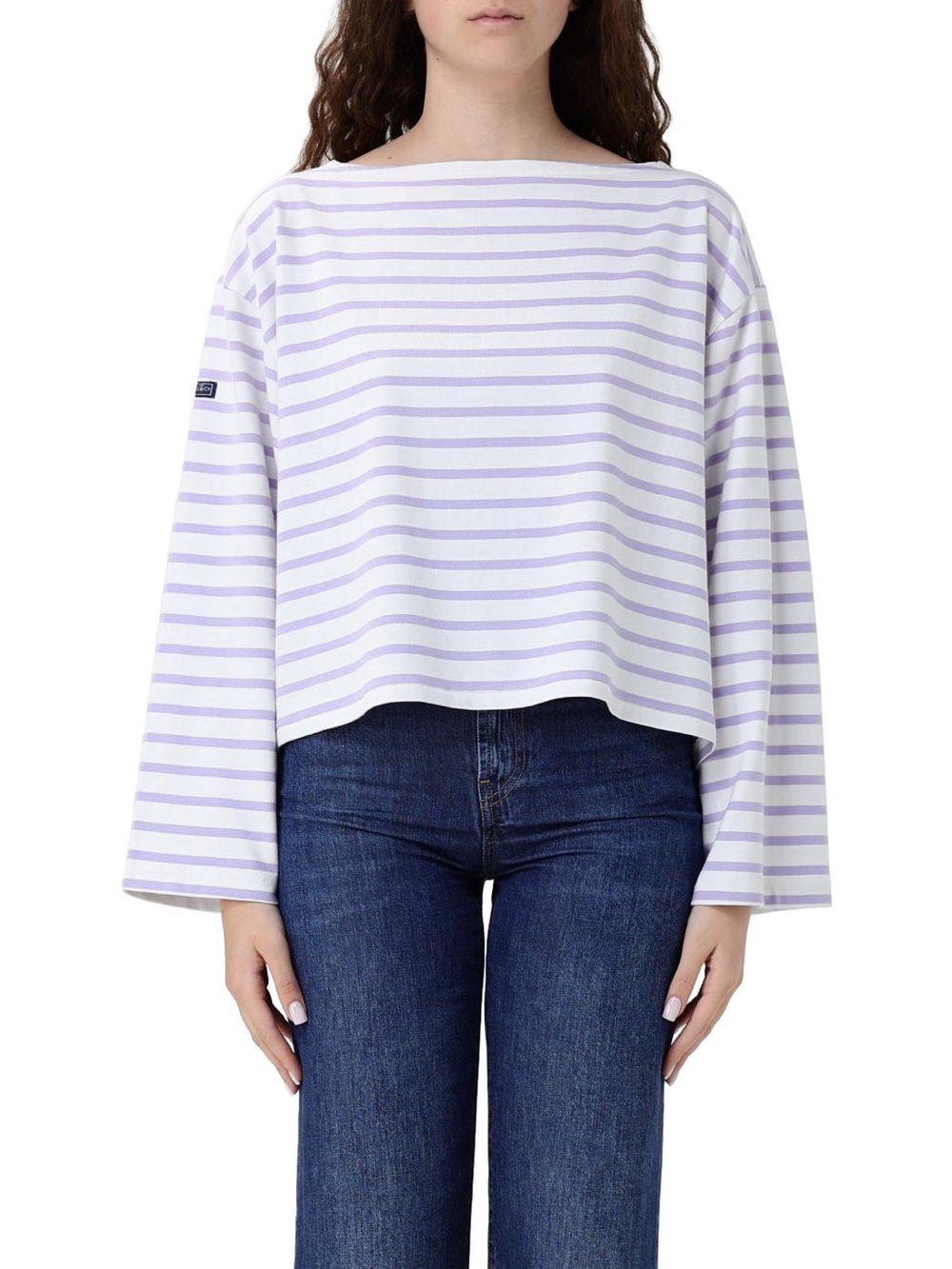 48. Polo Ralph Lauren • NWOT Striped Lavender & White Boatneck Long-Sleeve Top